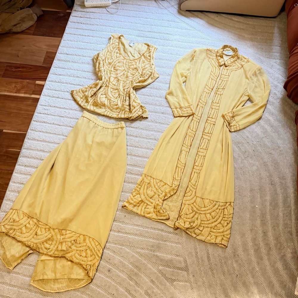 VTG 80s Midnight Velvet three-piece matching set size XL Art Deco Glam Fairycore